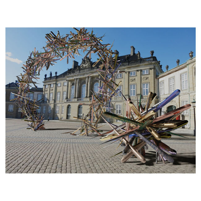 Info: 1 og 1 Print size 40 x 30 cm. Paper Silk Giclée 310g, Frame: Gold PVC. (2020) 3D art, Sune Lysdal, power seats, 2020